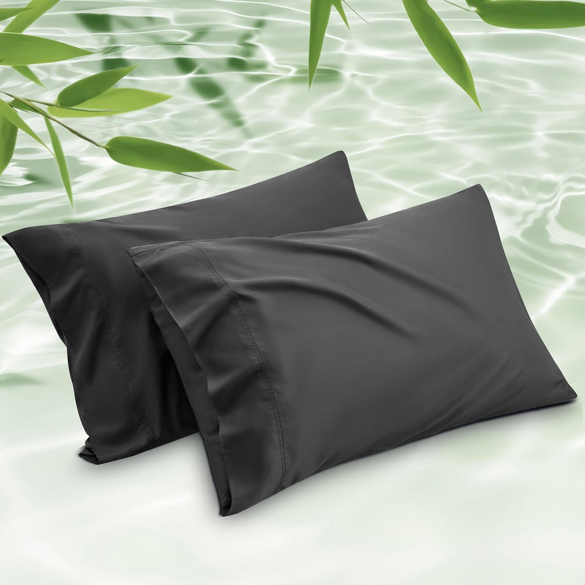 White Pillow Cases Queen Set of 2, 100% Rayon Derived from Bamboo