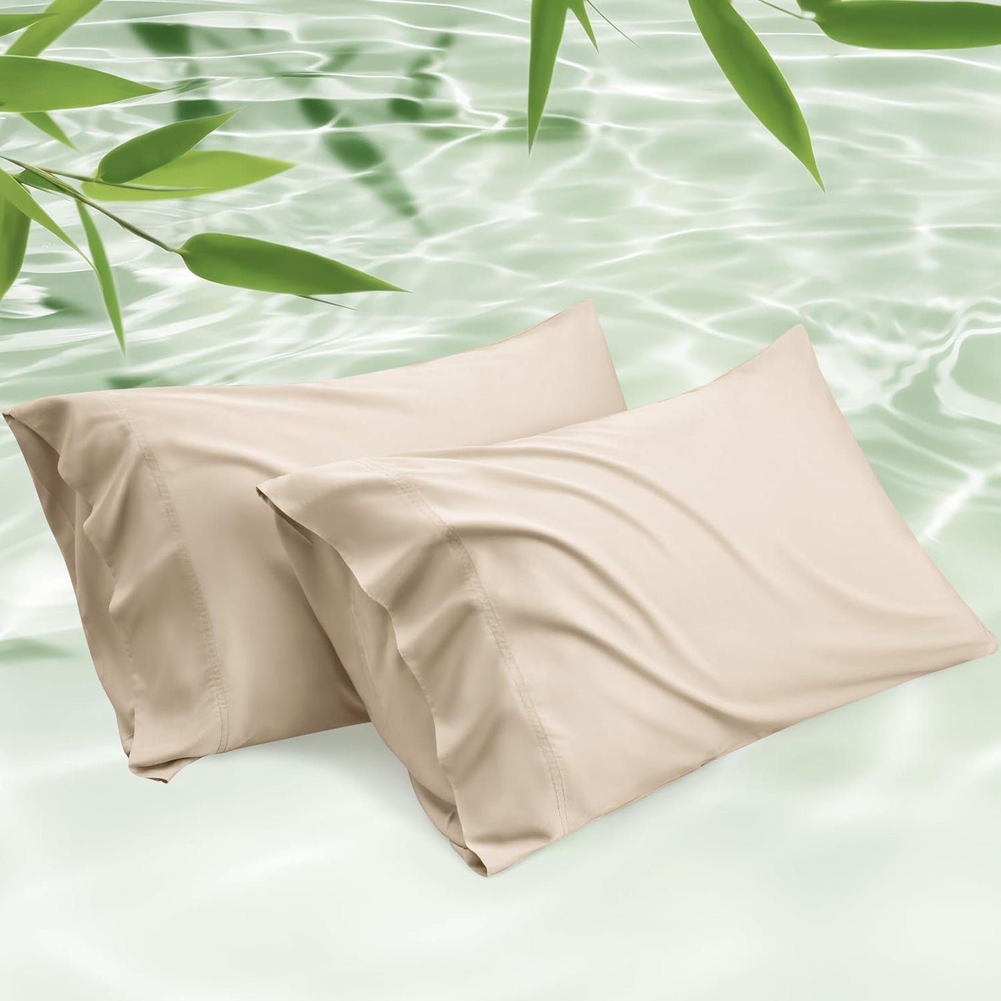 White Pillow Cases Queen Set of 2, 100% Rayon Derived from Bamboo