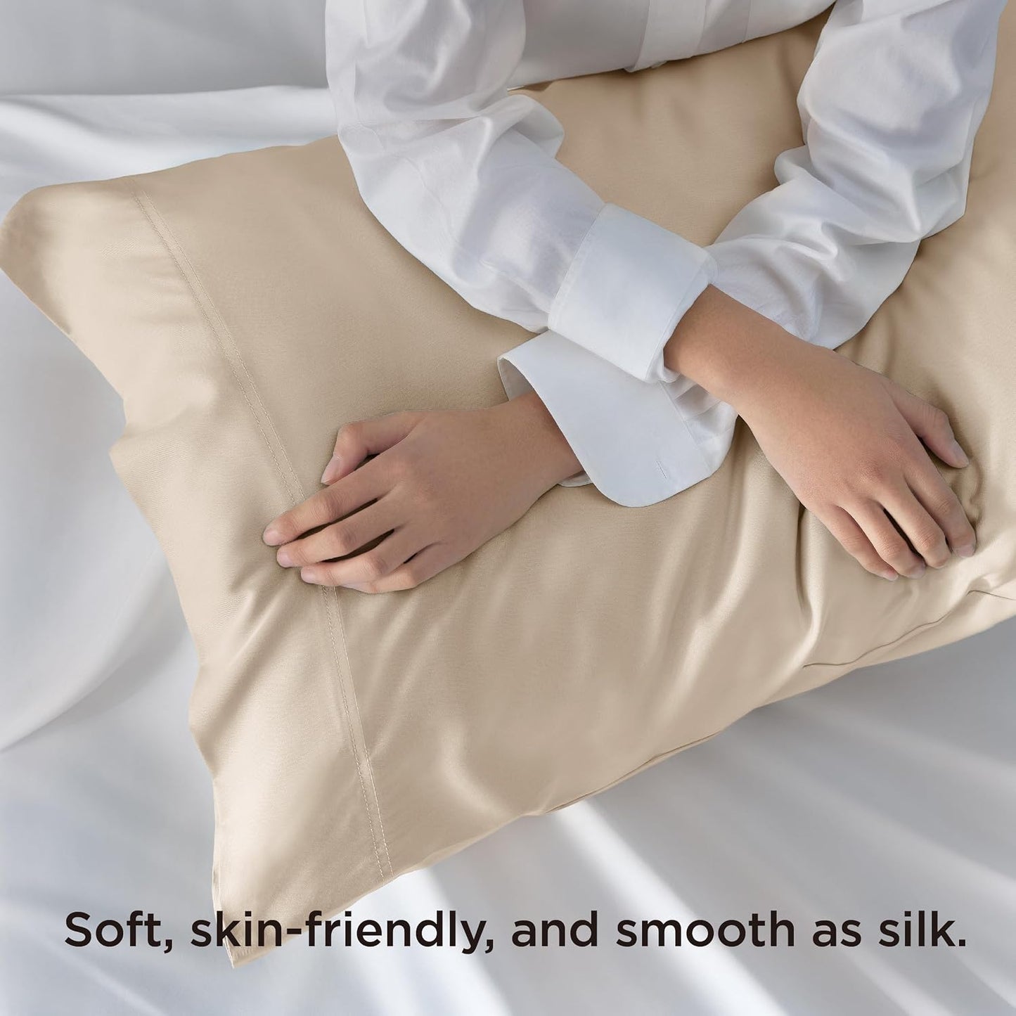 White Pillow Cases Queen Set of 2, 100% Rayon Derived from Bamboo
