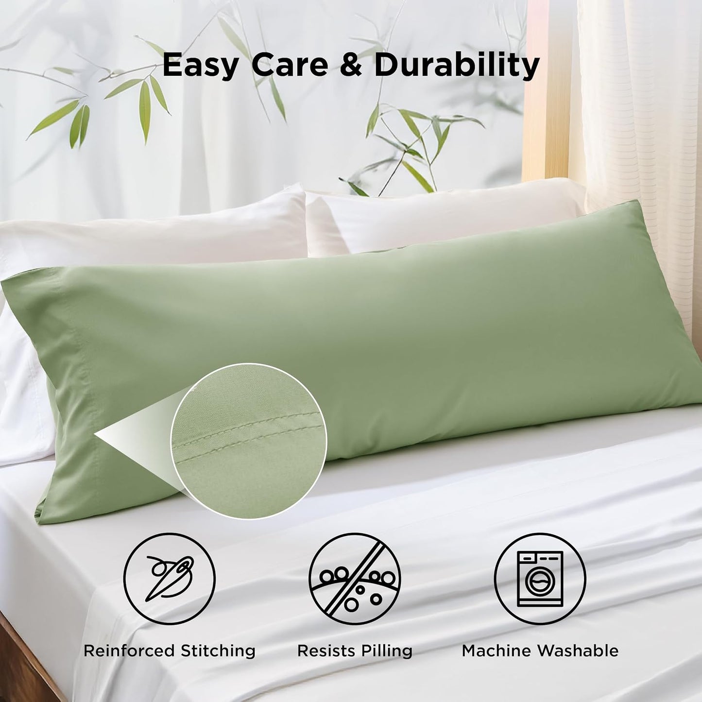 White Pillow Cases Queen Set of 2, 100% Rayon Derived from Bamboo