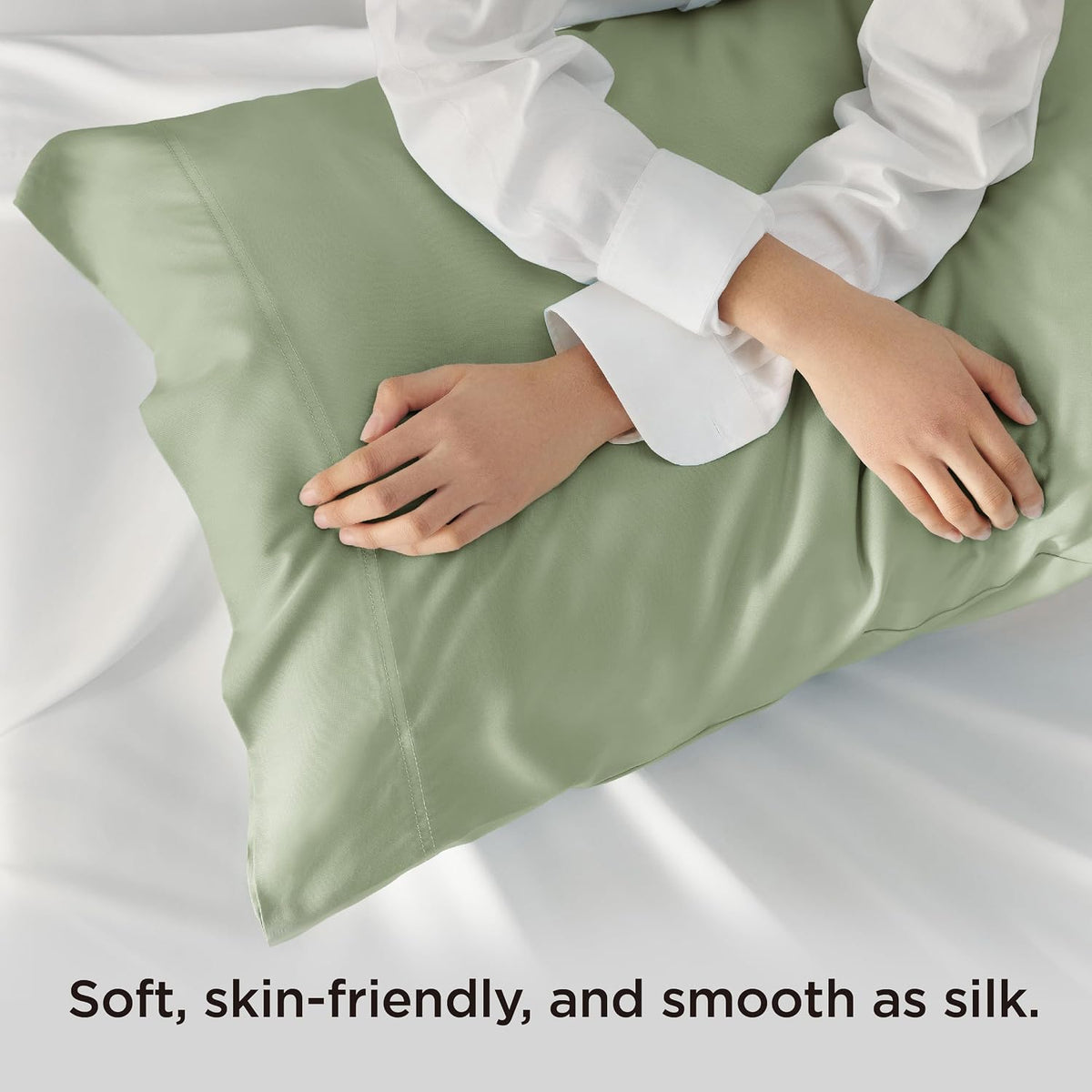 White Pillow Cases Queen Set of 2, 100% Rayon Derived from Bamboo