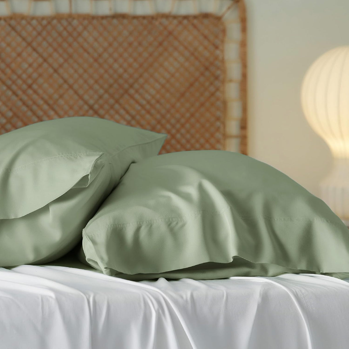 White Pillow Cases Queen Set of 2, 100% Rayon Derived from Bamboo