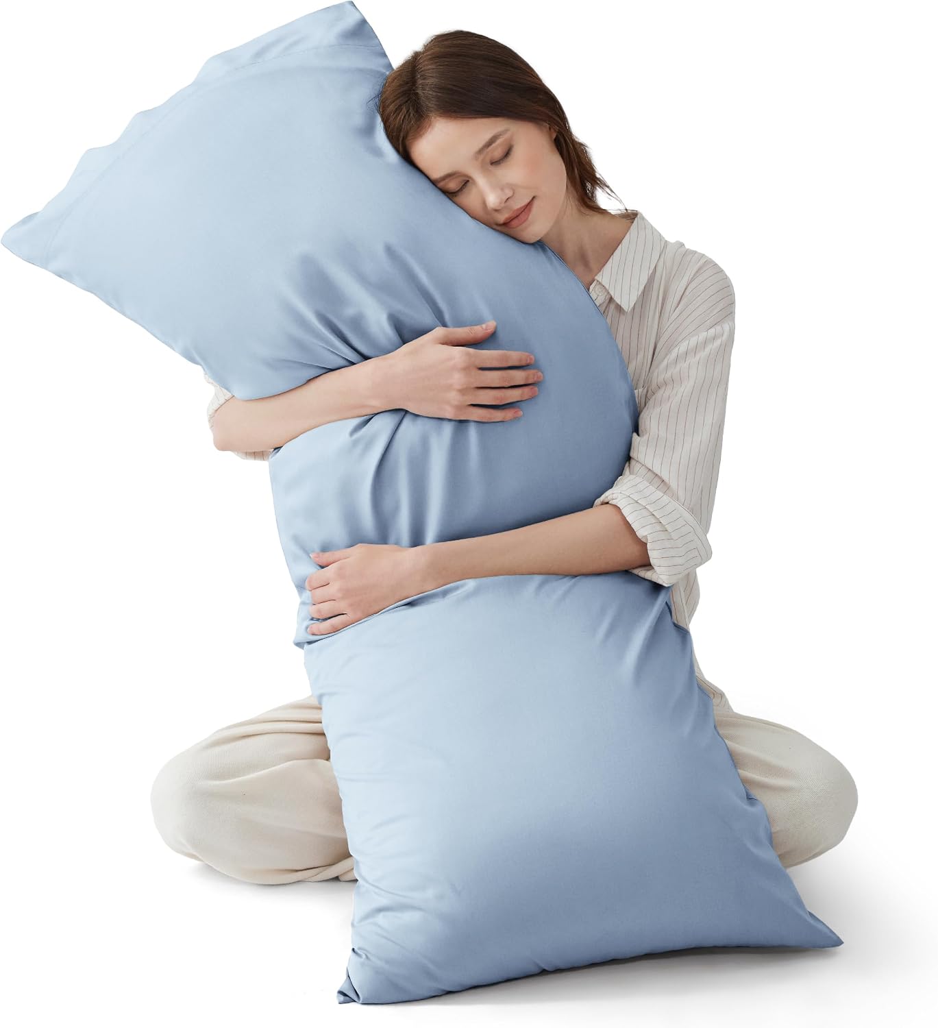 White Pillow Cases Queen Set of 2, 100% Rayon Derived from Bamboo
