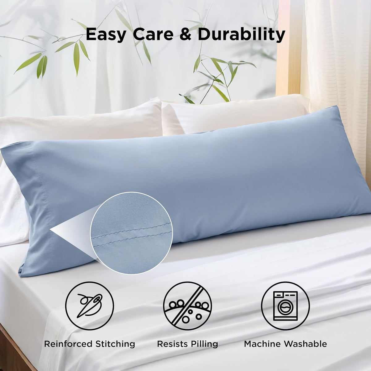White Pillow Cases Queen Set of 2, 100% Rayon Derived from Bamboo