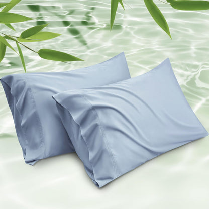 White Pillow Cases Queen Set of 2, 100% Rayon Derived from Bamboo