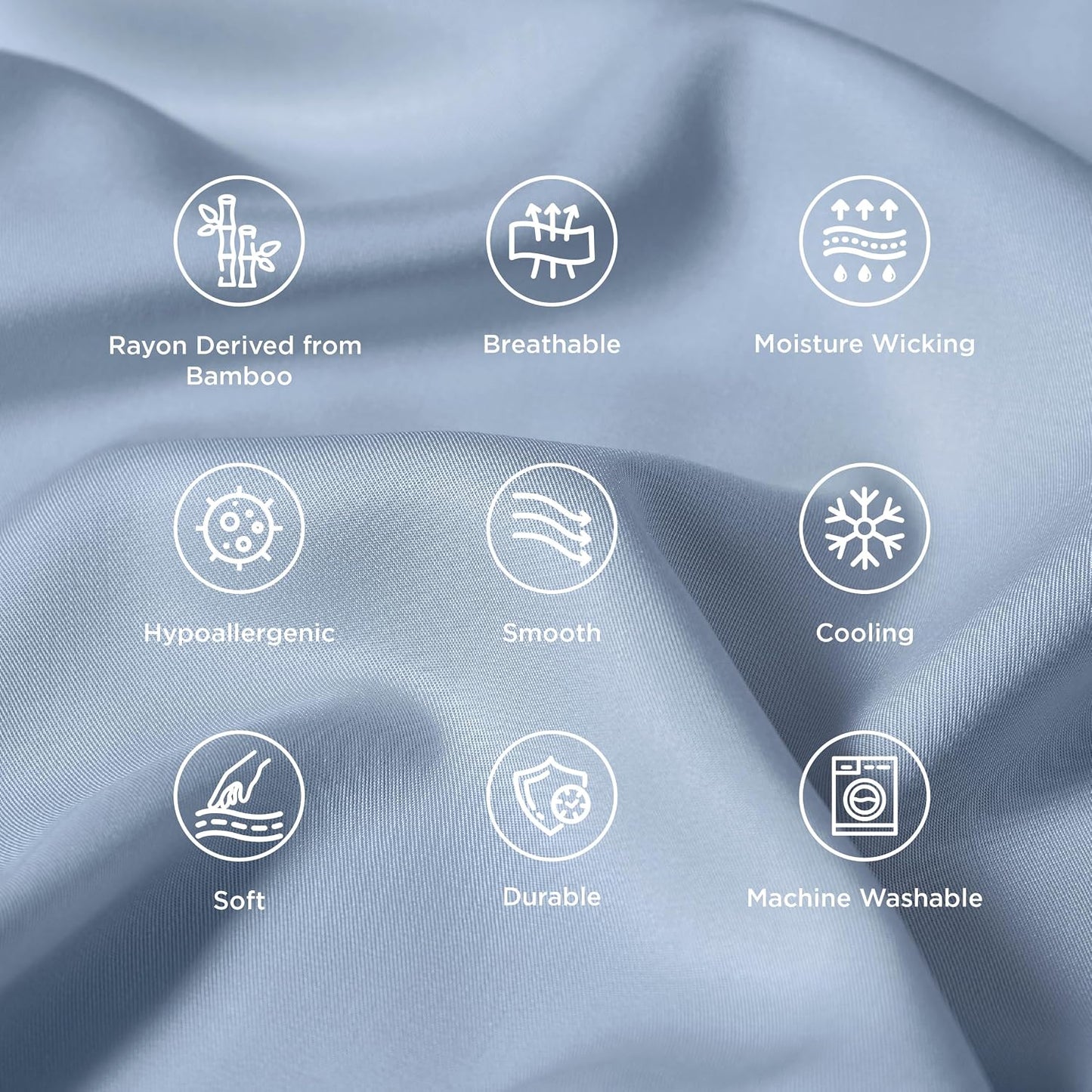 White Pillow Cases Queen Set of 2, 100% Rayon Derived from Bamboo