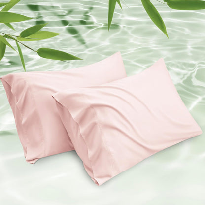 White Pillow Cases Queen Set of 2, 100% Rayon Derived from Bamboo