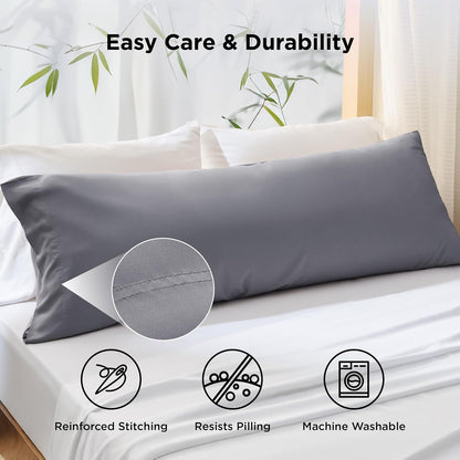 White Pillow Cases Queen Set of 2, 100% Rayon Derived from Bamboo
