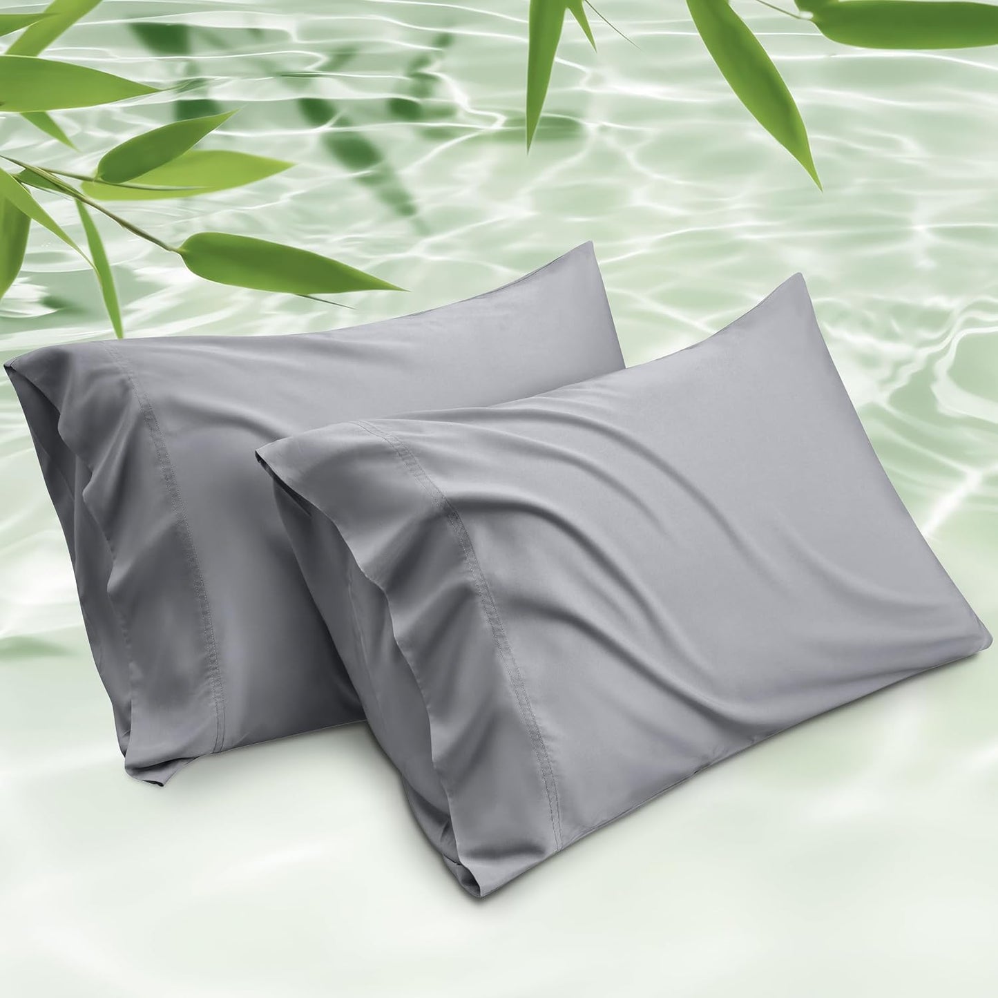 White Pillow Cases Queen Set of 2, 100% Rayon Derived from Bamboo