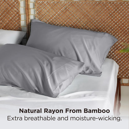 White Pillow Cases Queen Set of 2, 100% Rayon Derived from Bamboo