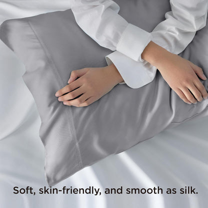 White Pillow Cases Queen Set of 2, 100% Rayon Derived from Bamboo
