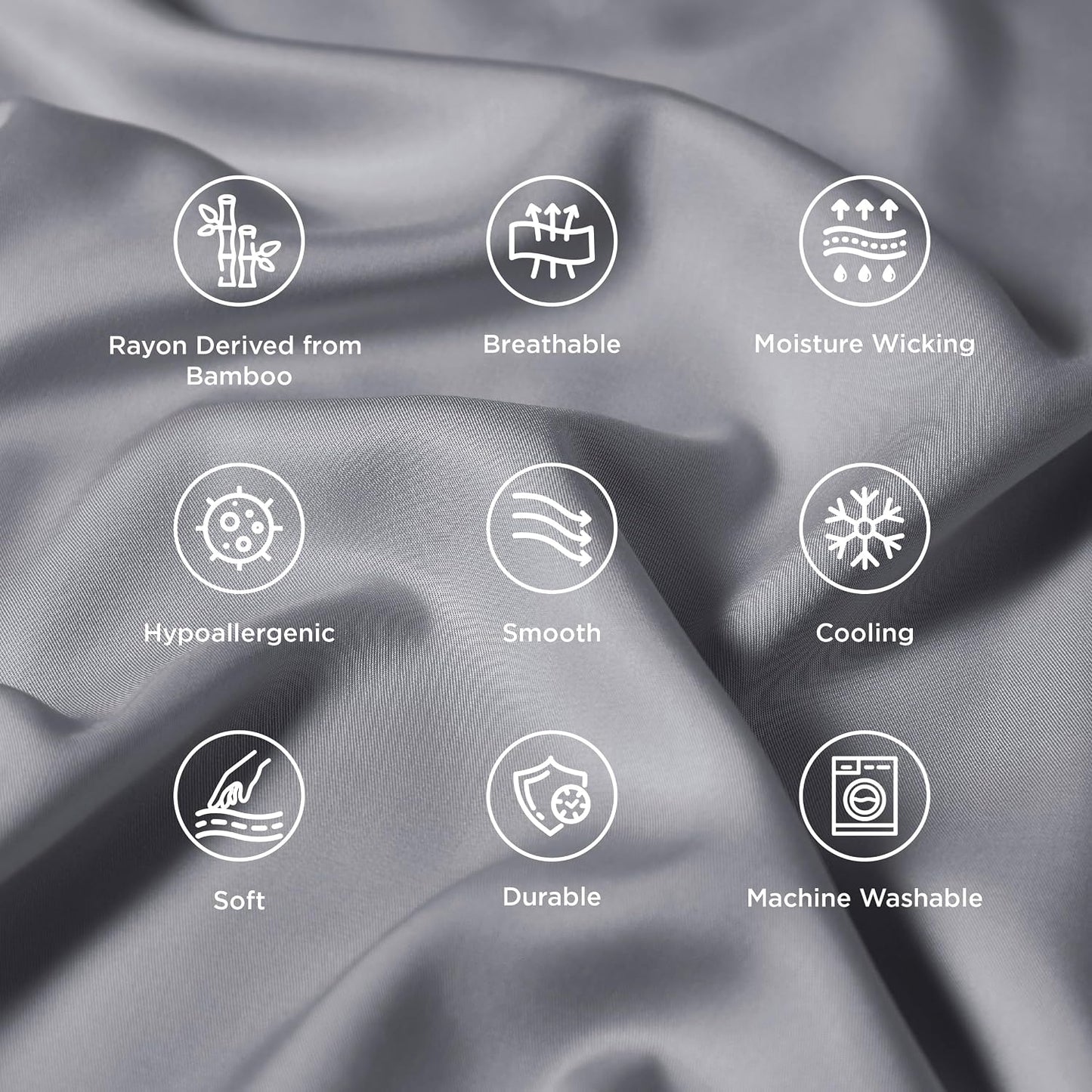 White Pillow Cases Queen Set of 2, 100% Rayon Derived from Bamboo