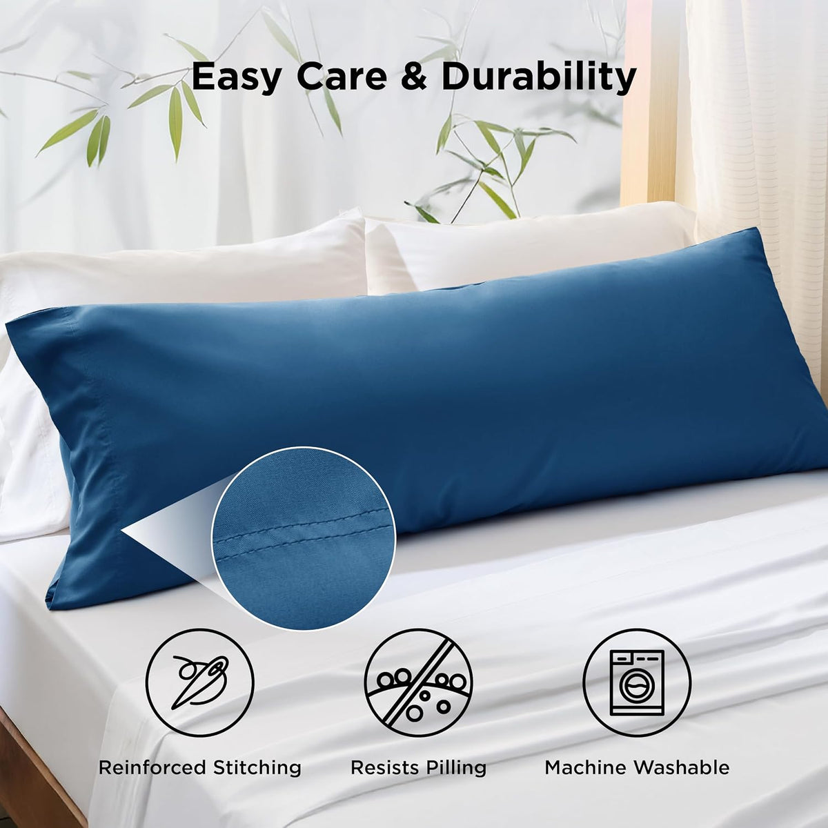 White Pillow Cases Queen Set of 2, 100% Rayon Derived from Bamboo