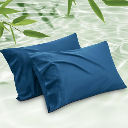 White Pillow Cases Queen Set of 2, 100% Rayon Derived from Bamboo