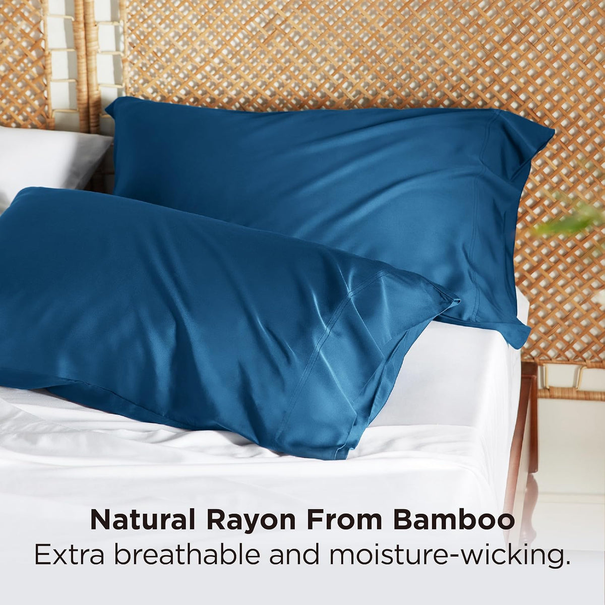 White Pillow Cases Queen Set of 2, 100% Rayon Derived from Bamboo
