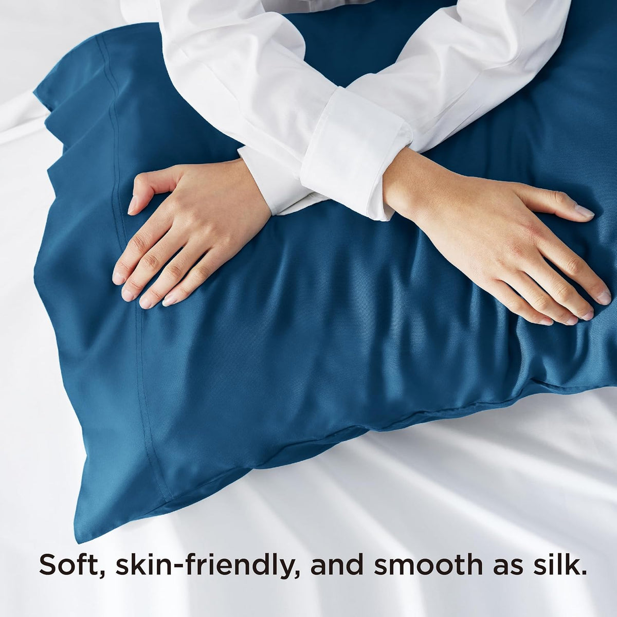 White Pillow Cases Queen Set of 2, 100% Rayon Derived from Bamboo