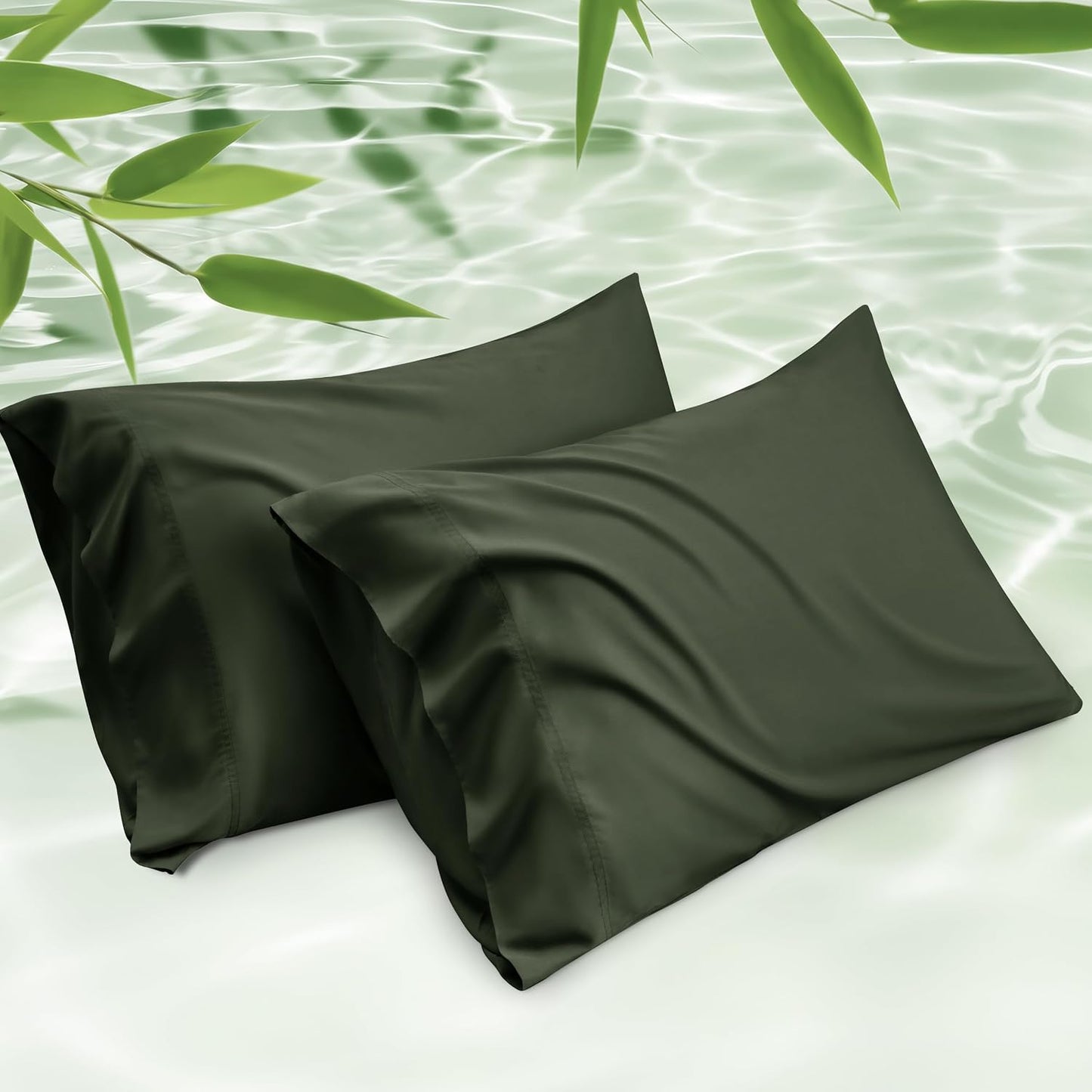 White Pillow Cases Queen Set of 2, 100% Rayon Derived from Bamboo