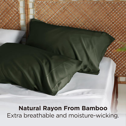 White Pillow Cases Queen Set of 2, 100% Rayon Derived from Bamboo