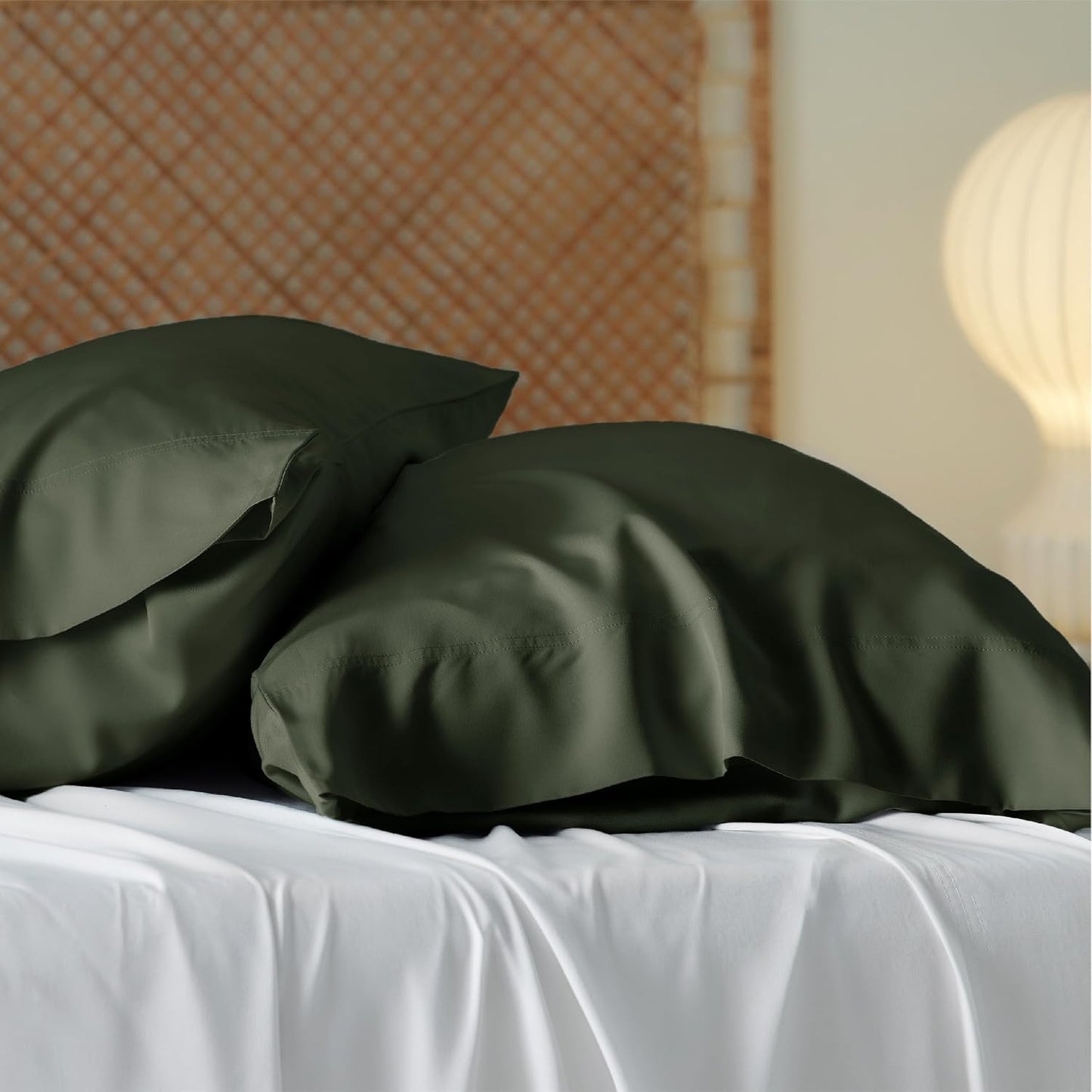 White Pillow Cases Queen Set of 2, 100% Rayon Derived from Bamboo