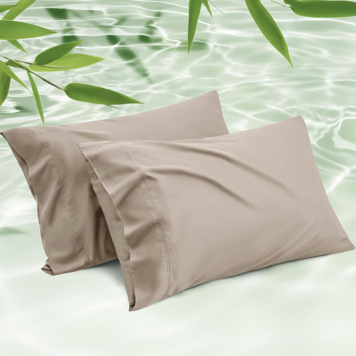 White Pillow Cases Queen Set of 2, 100% Rayon Derived from Bamboo