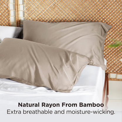 White Pillow Cases Queen Set of 2, 100% Rayon Derived from Bamboo