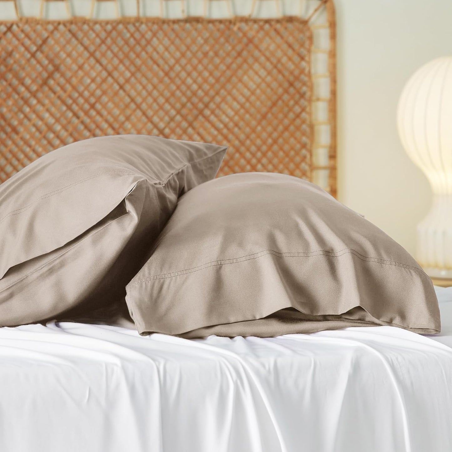 White Pillow Cases Queen Set of 2, 100% Rayon Derived from Bamboo