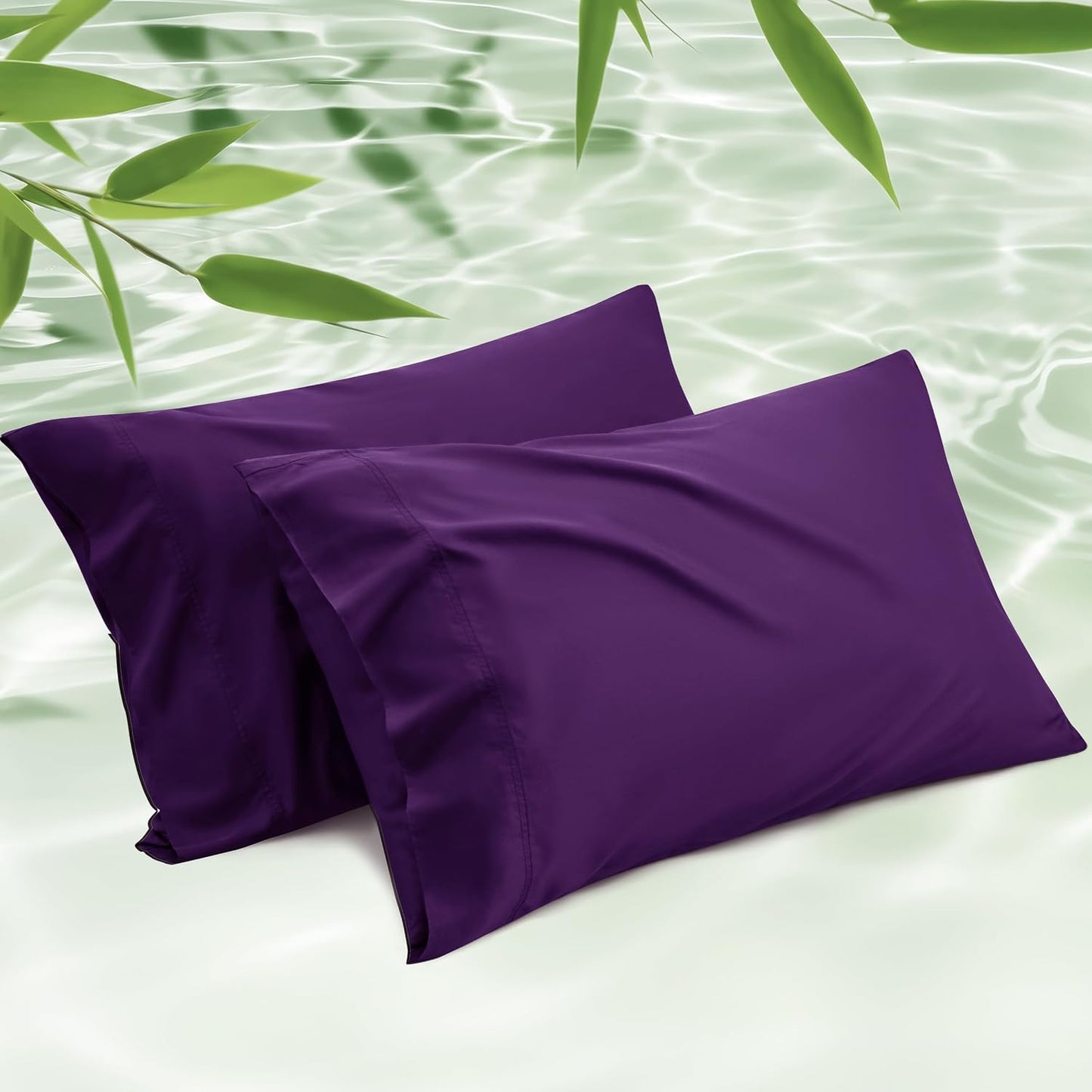 White Pillow Cases Queen Set of 2, 100% Rayon Derived from Bamboo