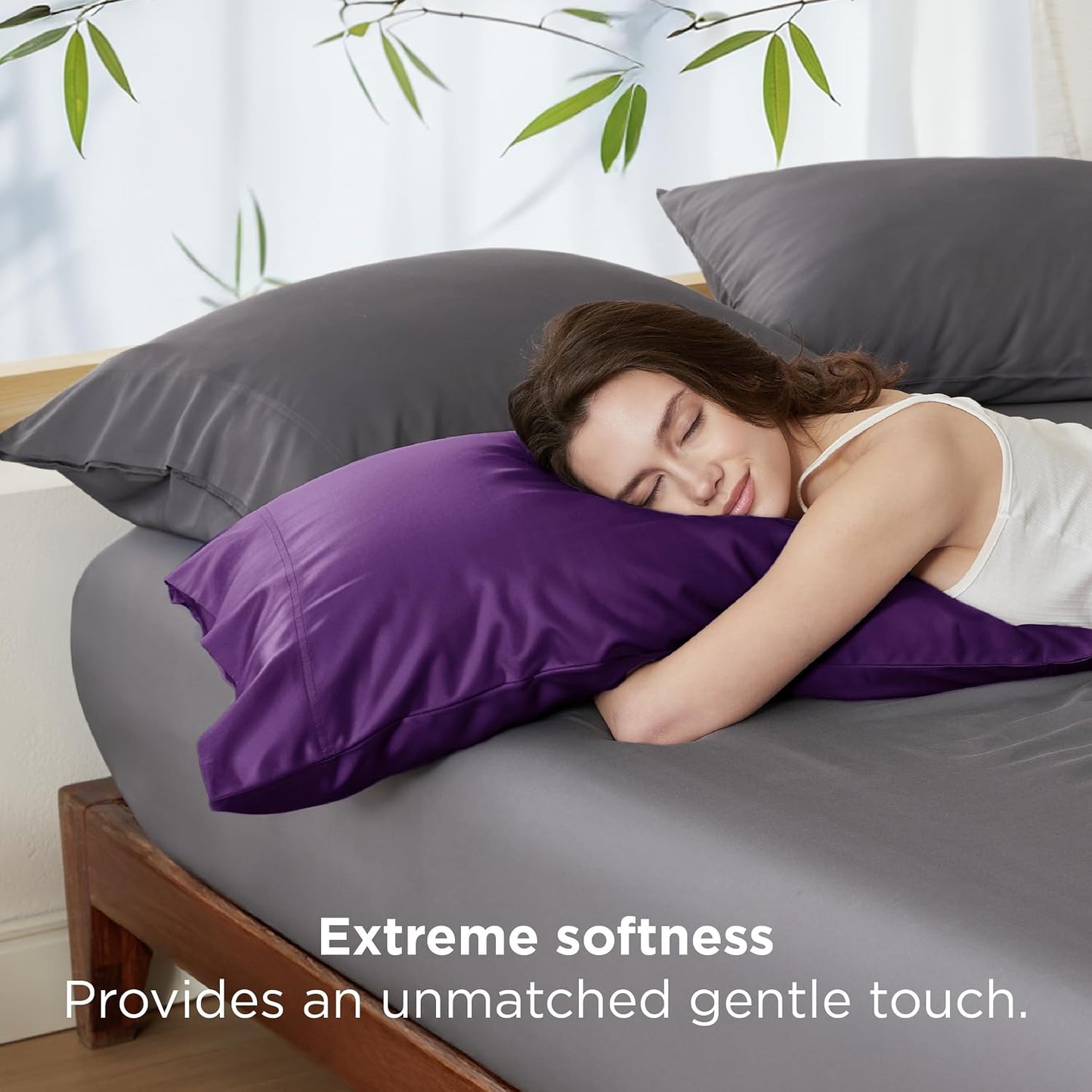 White Pillow Cases Queen Set of 2, 100% Rayon Derived from Bamboo