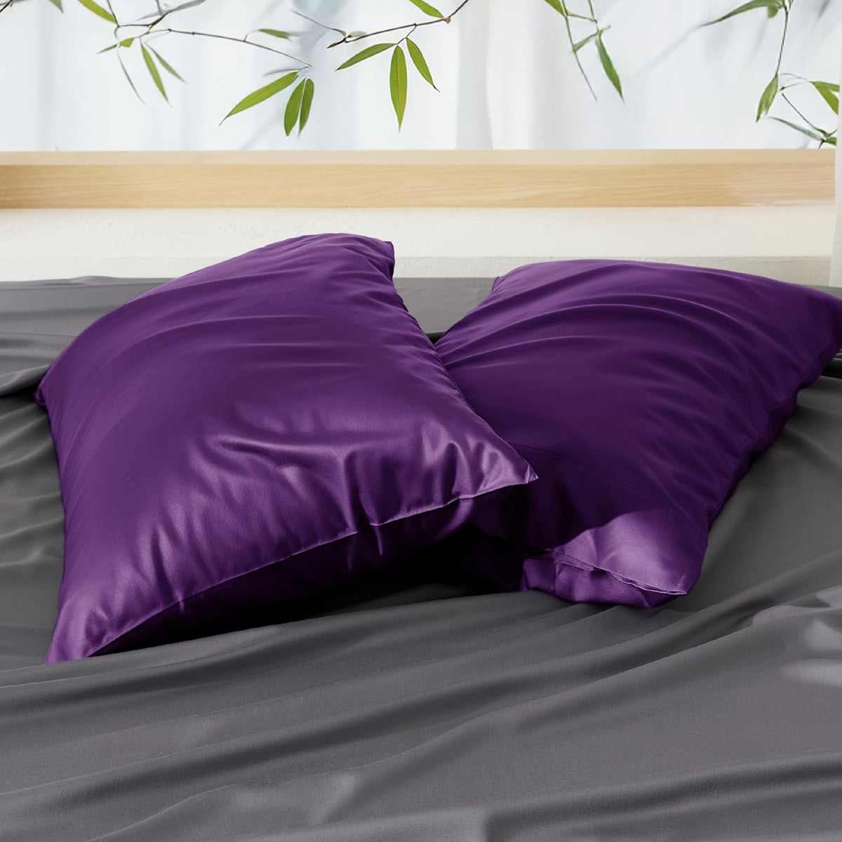 White Pillow Cases Queen Set of 2, 100% Rayon Derived from Bamboo