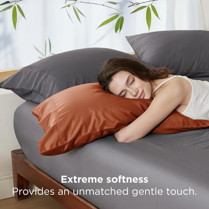 White Pillow Cases Queen Set of 2, 100% Rayon Derived from Bamboo