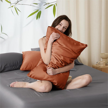 White Pillow Cases Queen Set of 2, 100% Rayon Derived from Bamboo