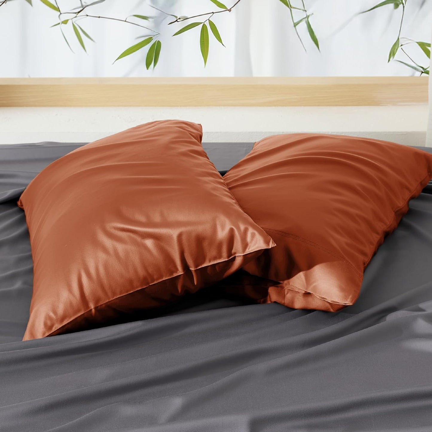 White Pillow Cases Queen Set of 2, 100% Rayon Derived from Bamboo