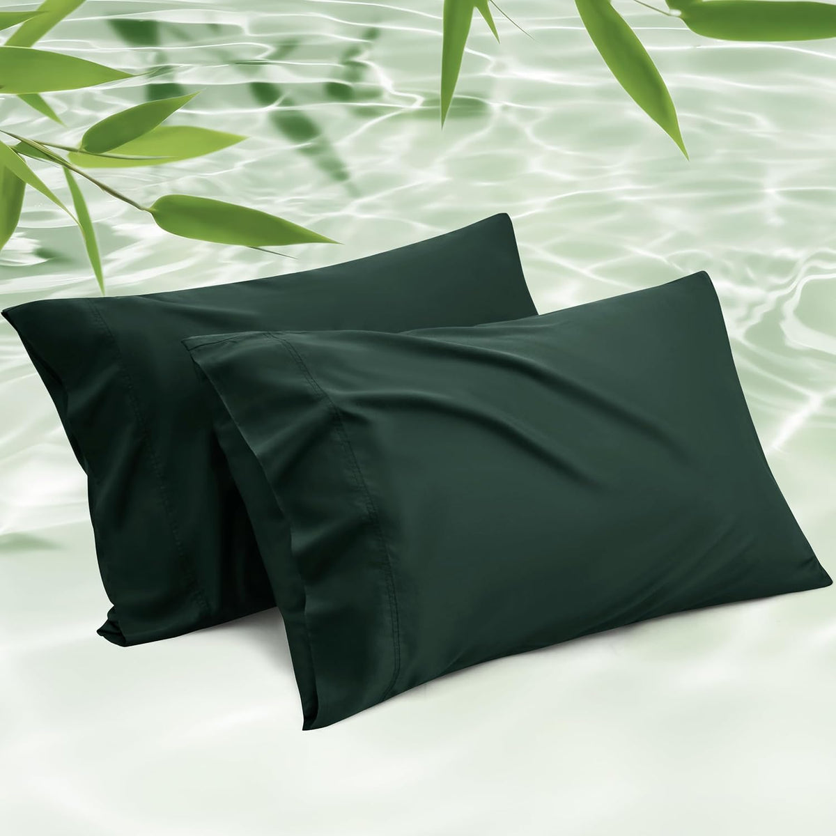 White Pillow Cases Queen Set of 2, 100% Rayon Derived from Bamboo