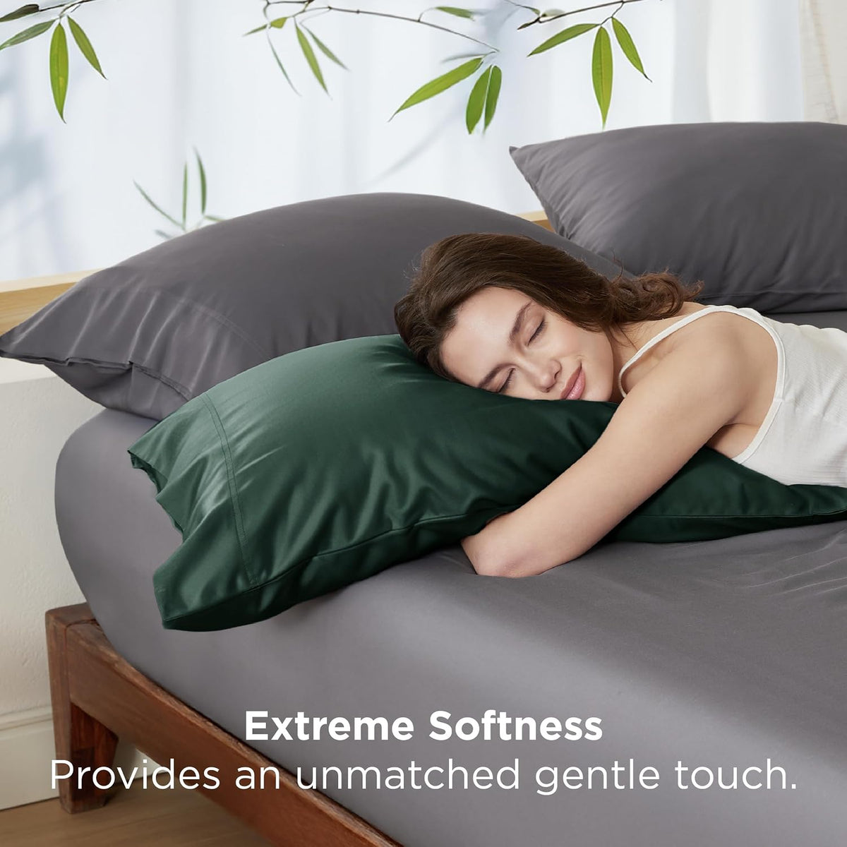 White Pillow Cases Queen Set of 2, 100% Rayon Derived from Bamboo
