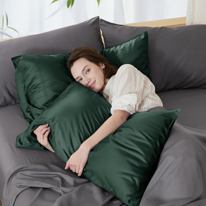 White Pillow Cases Queen Set of 2, 100% Rayon Derived from Bamboo