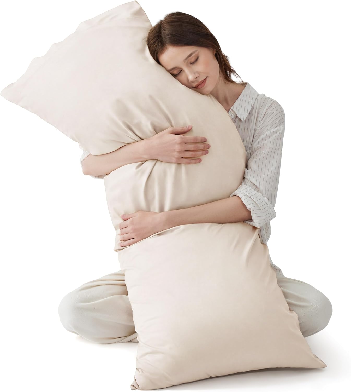 White Pillow Cases Queen Set of 2, 100% Rayon Derived from Bamboo