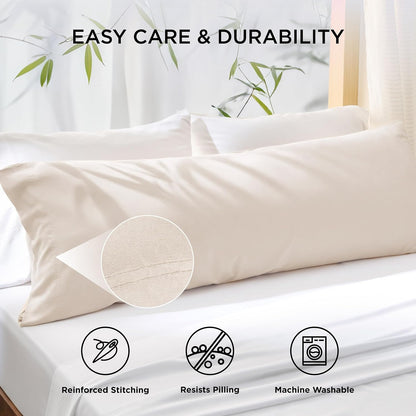 White Pillow Cases Queen Set of 2, 100% Rayon Derived from Bamboo