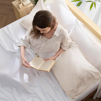 White Pillow Cases Queen Set of 2, 100% Rayon Derived from Bamboo