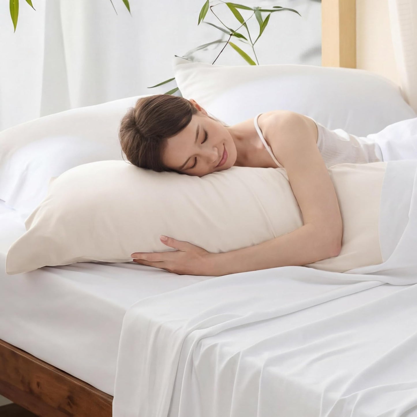 White Pillow Cases Queen Set of 2, 100% Rayon Derived from Bamboo