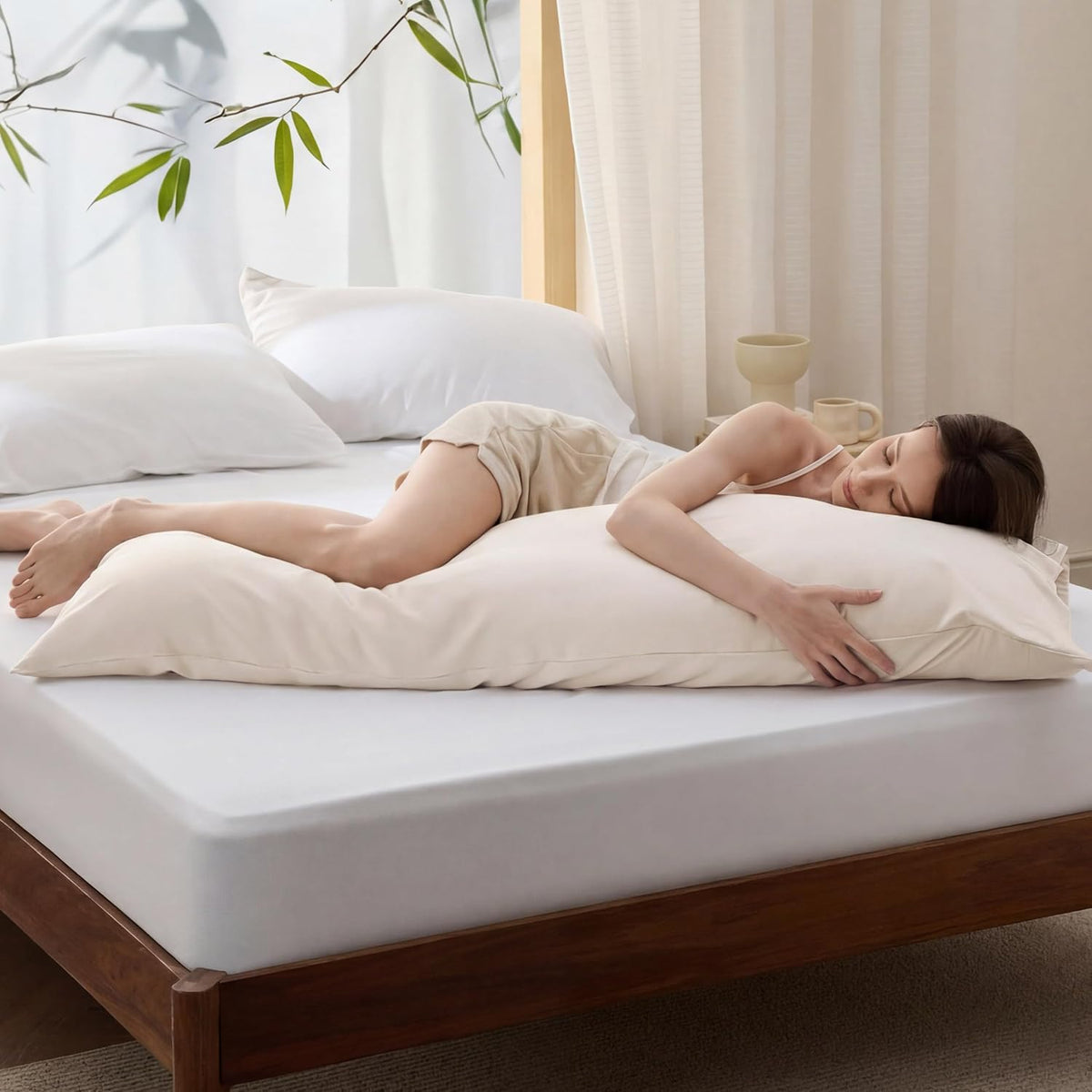 White Pillow Cases Queen Set of 2, 100% Rayon Derived from Bamboo