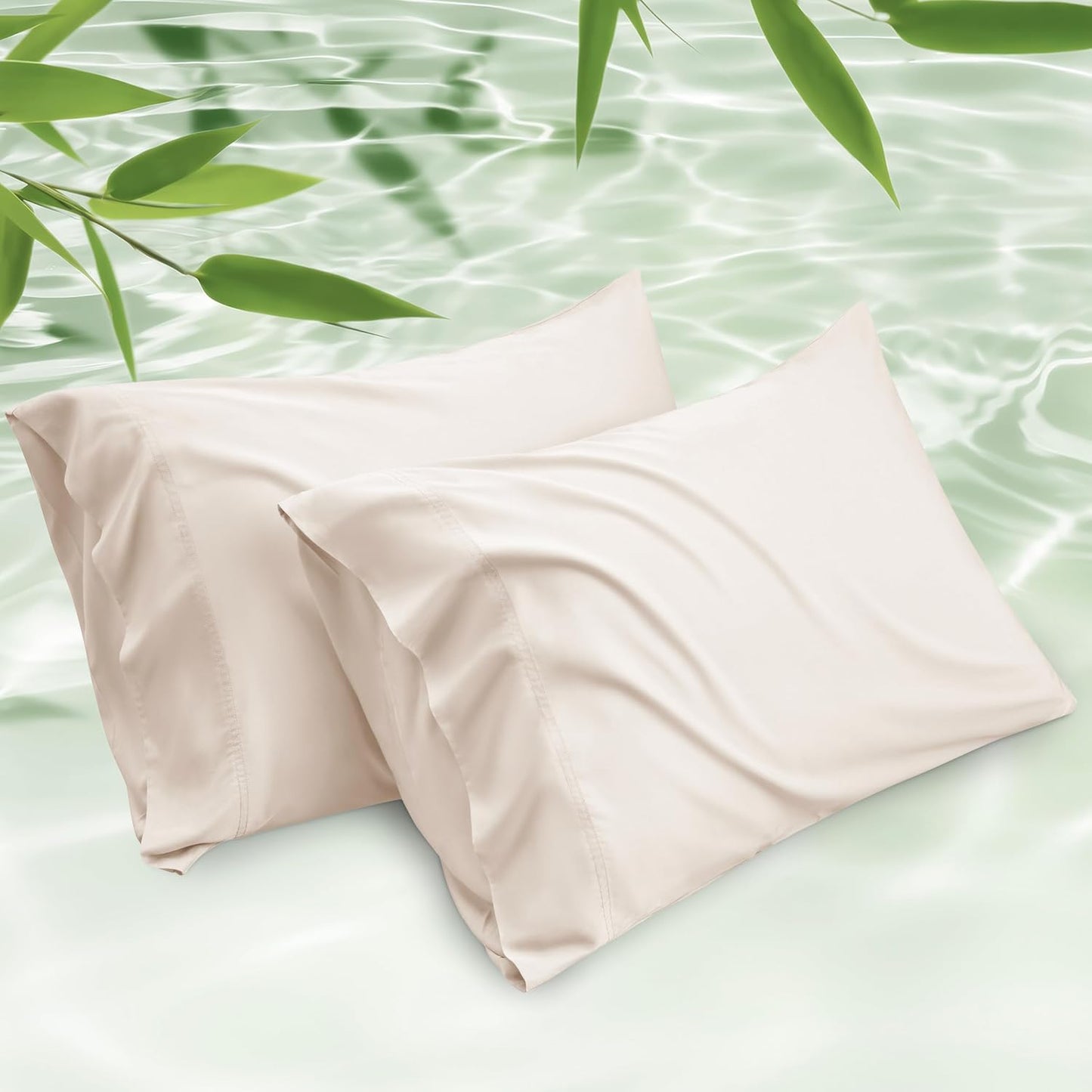 White Pillow Cases Queen Set of 2, 100% Rayon Derived from Bamboo
