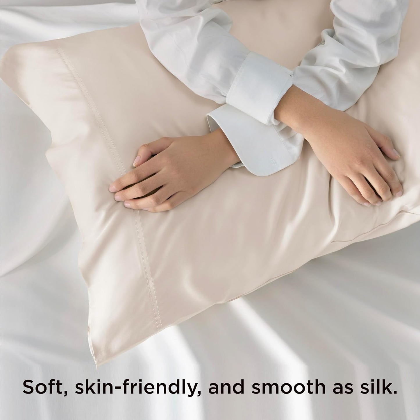 White Pillow Cases Queen Set of 2, 100% Rayon Derived from Bamboo