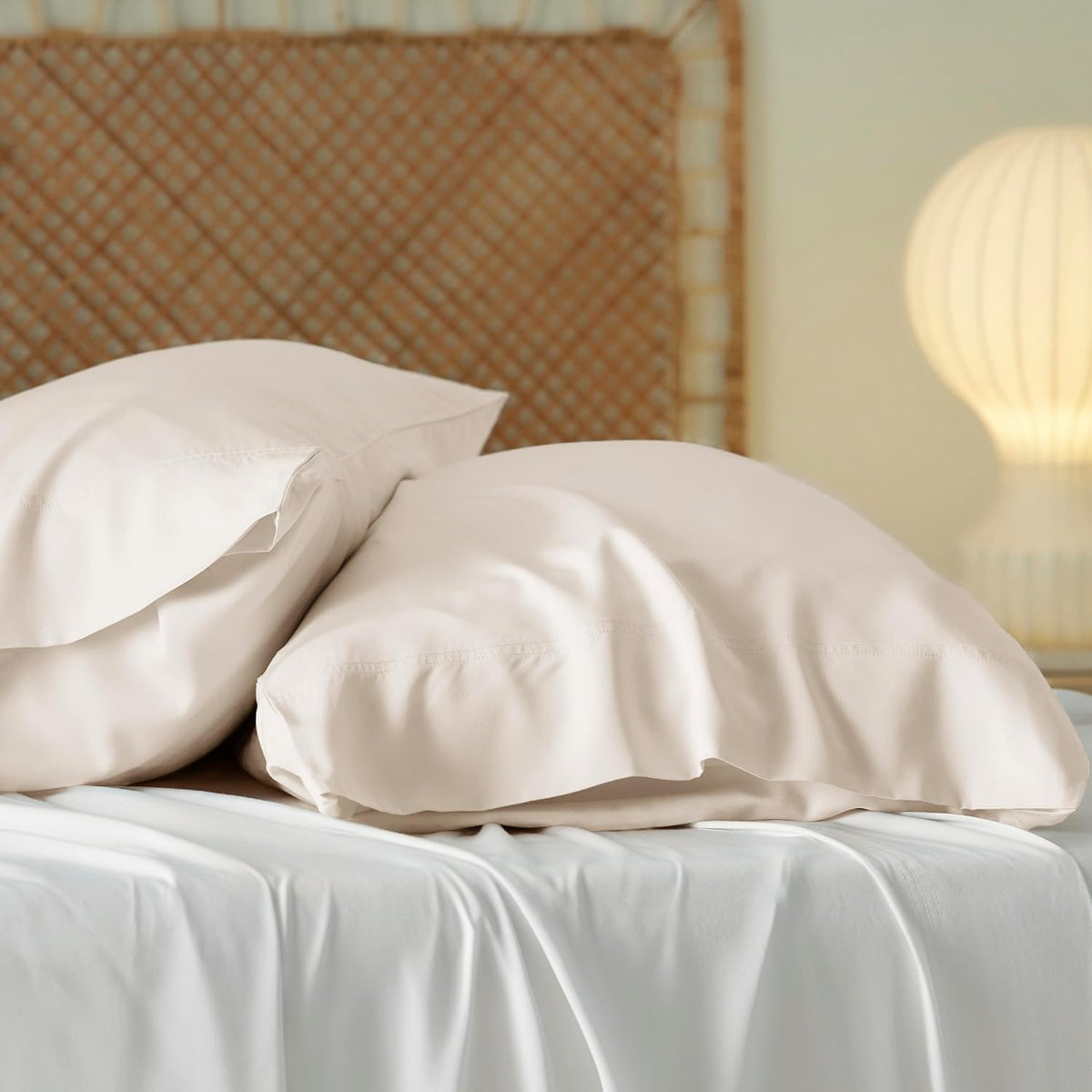 White Pillow Cases Queen Set of 2, 100% Rayon Derived from Bamboo