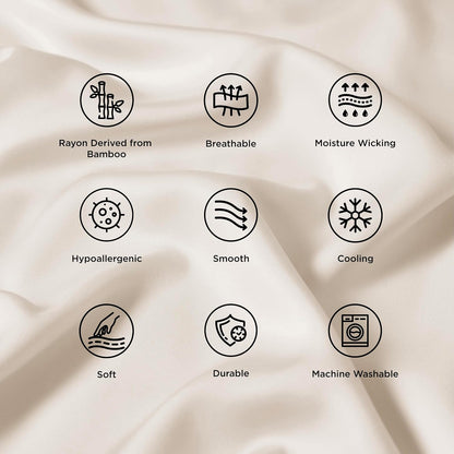 White Pillow Cases Queen Set of 2, 100% Rayon Derived from Bamboo