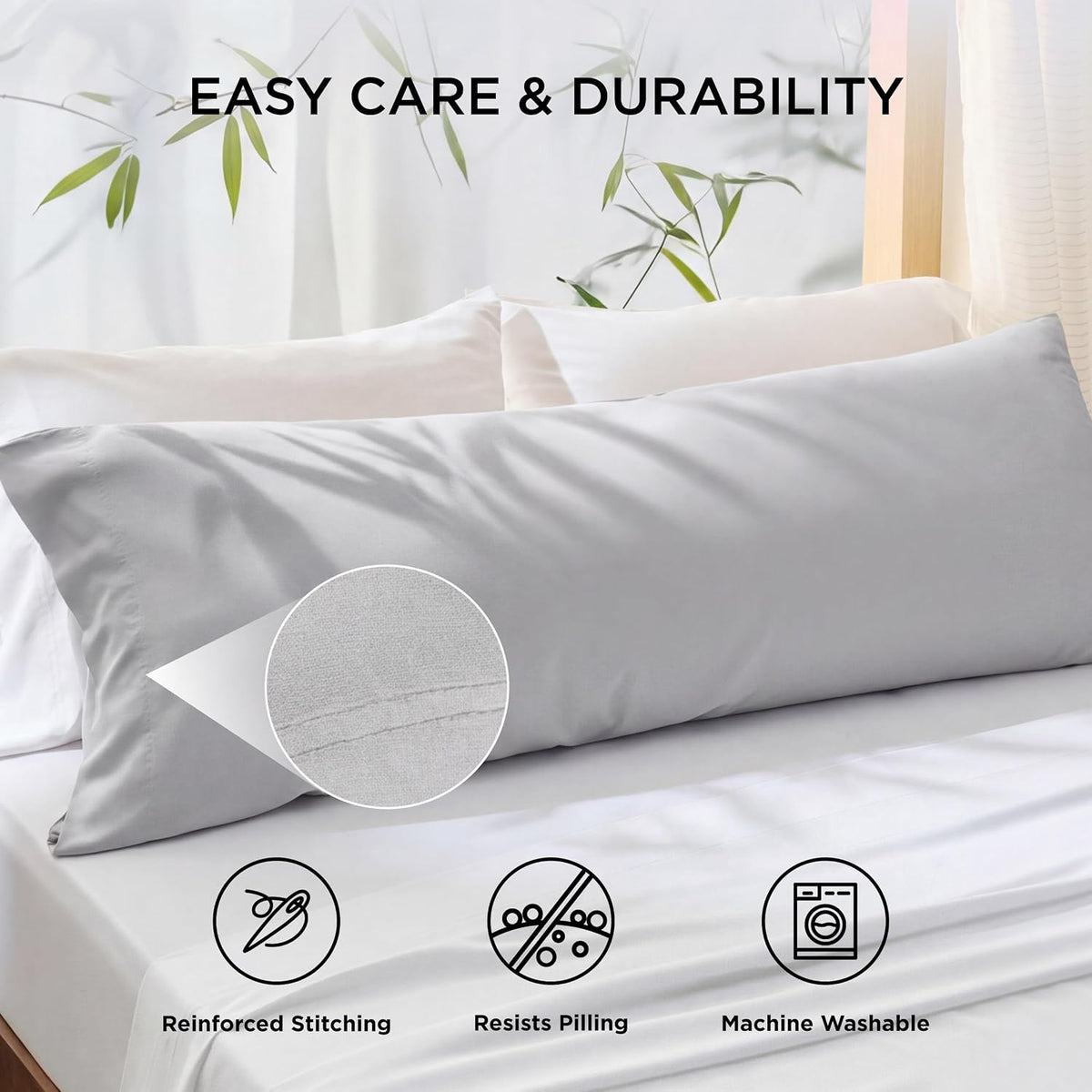 White Pillow Cases Queen Set of 2, 100% Rayon Derived from Bamboo