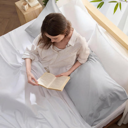 White Pillow Cases Queen Set of 2, 100% Rayon Derived from Bamboo