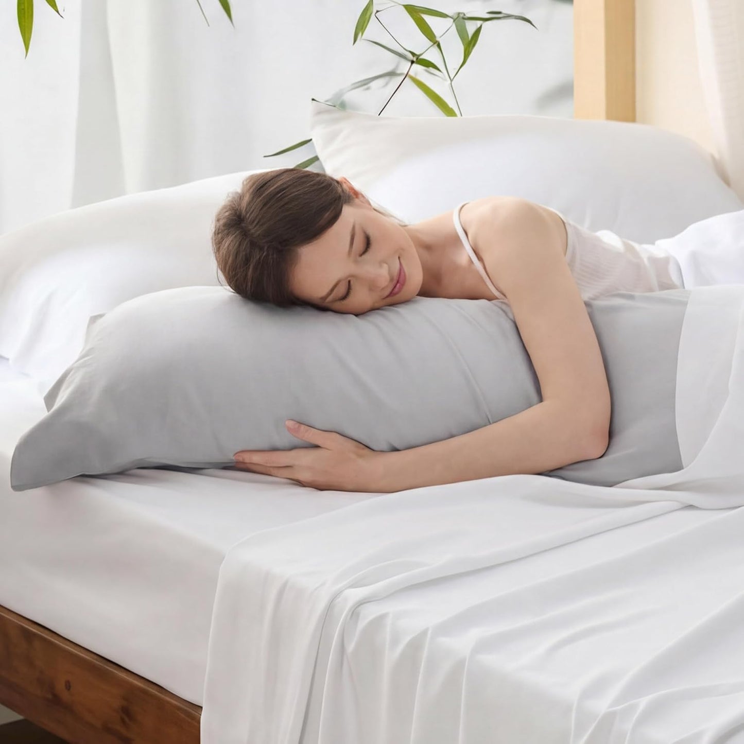 White Pillow Cases Queen Set of 2, 100% Rayon Derived from Bamboo
