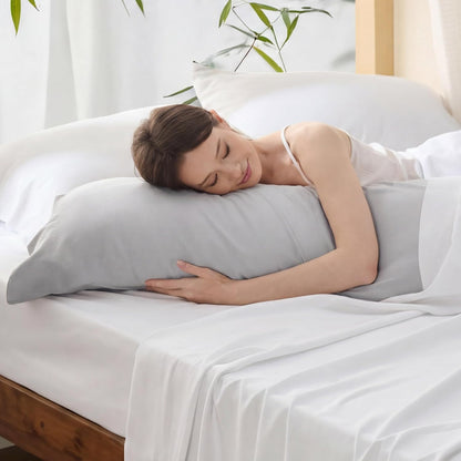 White Pillow Cases Queen Set of 2, 100% Rayon Derived from Bamboo
