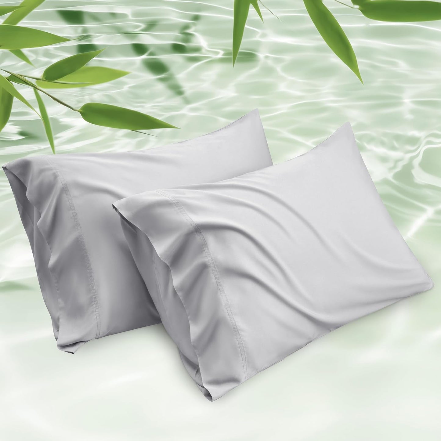 White Pillow Cases Queen Set of 2, 100% Rayon Derived from Bamboo