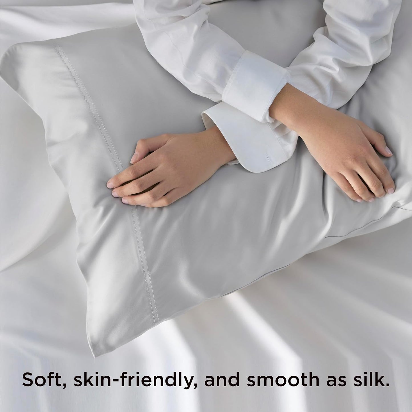 White Pillow Cases Queen Set of 2, 100% Rayon Derived from Bamboo